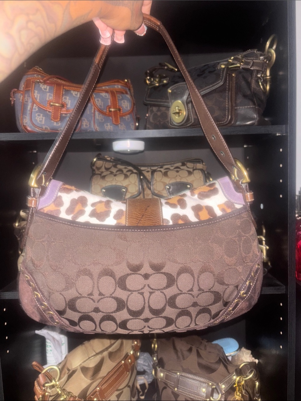 Rare Vintage Coach SoHo Shoulder Bag with Leopard calf hair and Lavender Trim - Picture 4 of 8